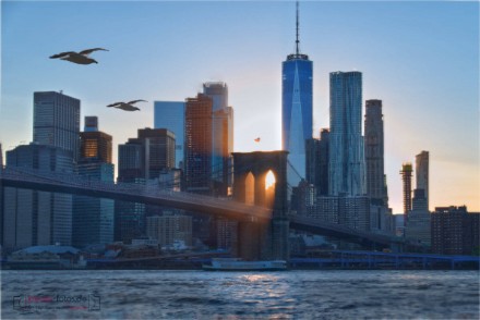 Skyline von New York im Abendlicht